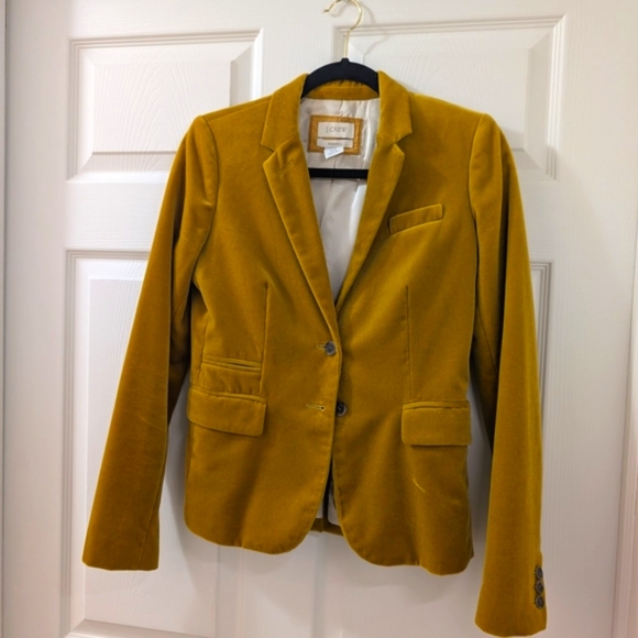 J. Crew Yellow Blazer Velvet Tailored - Picture 8 of 8